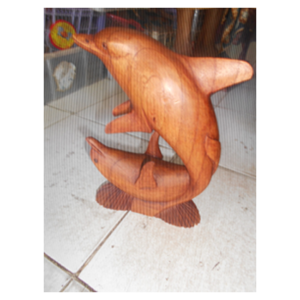 Fish Carving - Double Dolphine Color Brown