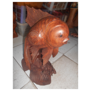 Fish Carving - Single Louhan Fish Brown Color