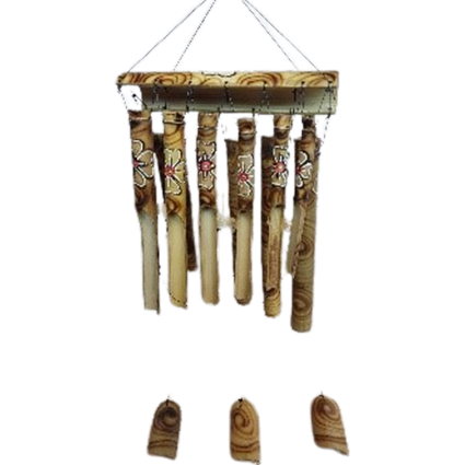 Balinese bamboo Chime with 12 Chime Made From Bamboo with Flower Pattern in Chime