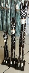 1 Set brown Zebra wood carving with Stand 3 size (large, Medium and Small)