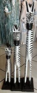 1 Set White Zebra wood carving with Stand 3 size (large, Medium and Small)