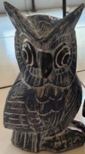 Natural Black and White Owl Wood Carving.